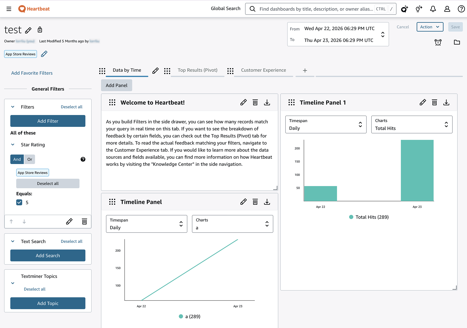 Screenshot of legacy Heartbeat product