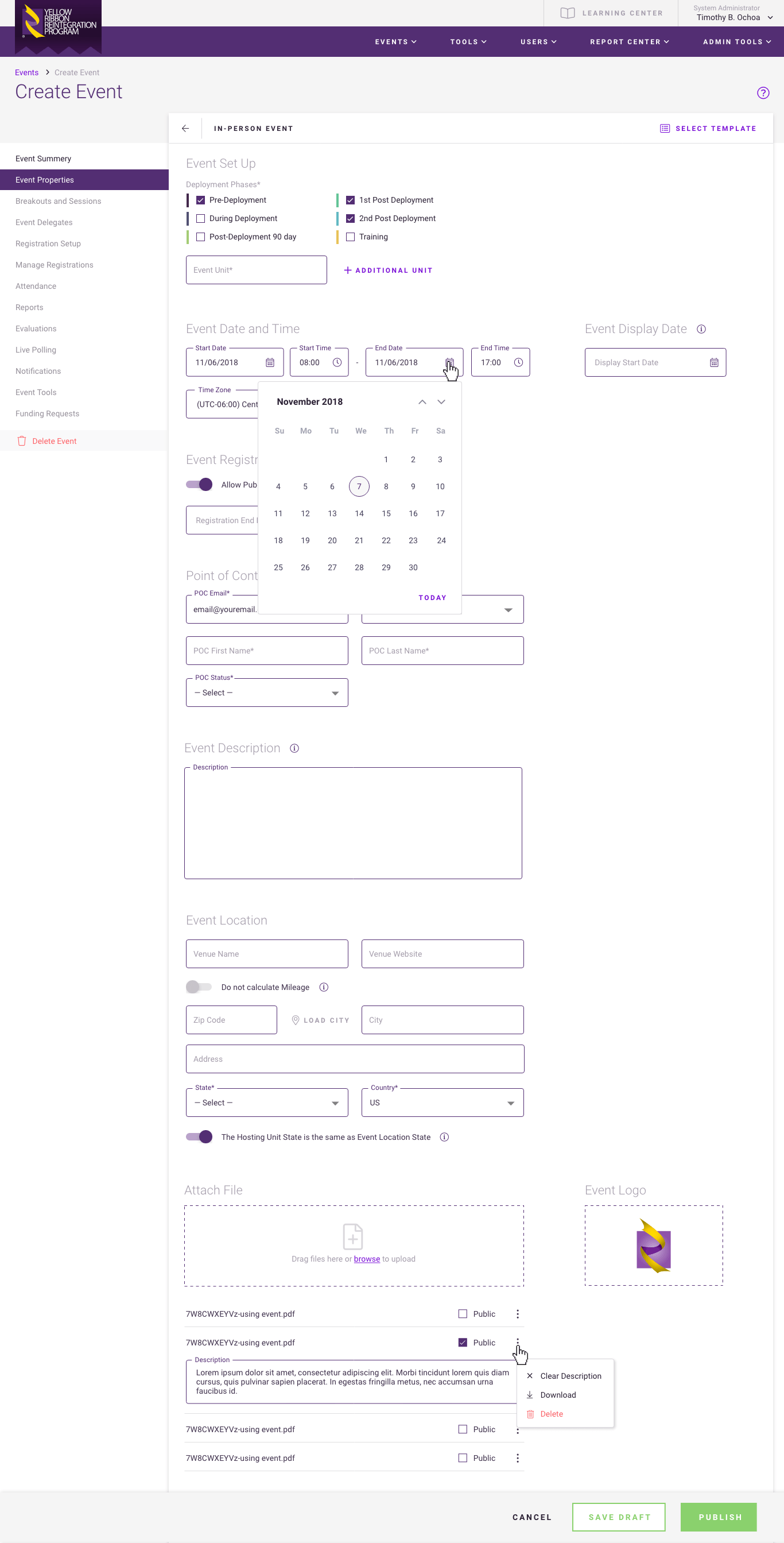 Event creation